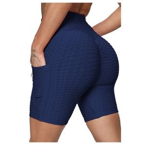 FITTOO Womens Texture Butt Lifting Yoga Shorts with Pockets